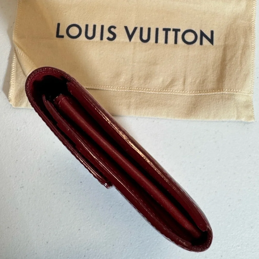 AUTHENTIC Louis Vuitton Red Wallet with Monogram Embossing